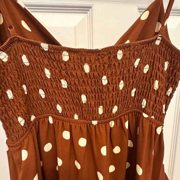 Monteau Brown and White Polka Dot Midi Dress | Pretty Woman inspired - Picture 4 of 5